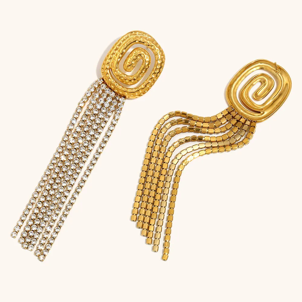 La. Muses Sparkling Cubic Zirconia Tassel Chain Stainless Steel Women'S Earrings Advanced Waterproof Jewelry Gifts
