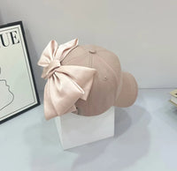 Summer Bowknot Baseball Cap - Fashion Satin Large Bow Back Detail Cap, UV Shade Visor Hat for Women