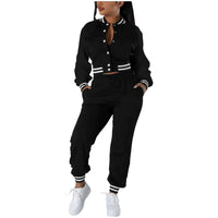 Women'S Long Sleeve round Neck Outfit Set Spring New Style Comfortable Casual Knitted Polyester and Spandex Two-Piece Suit