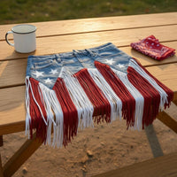Denim Fringe Skirt Patriotic Waist Belt Skirt Waist Belt Accessory Flexible Soft