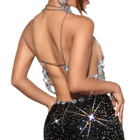 Backless Gemstones and Metal Chain Jewelry Body Chain for Social Gatherings X3UD