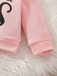 Autumn 2Pcs Baby Girls Long Sleev Printing Letter with Bow Hoodie Set for Casual Sporty Clothes for 1-3Y