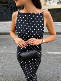 Sexy Beading Suspender Backless Dress Women Polka Dot Sleeveless Bodycon Party Dresses 2026 Summer Lady New Slim Street Robes