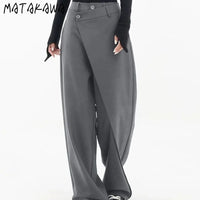 Irregular Solid Women Pants Spring Autumn Loose Streetwear Pantalones De Mujer Fashion Patchwork Wide Leg Trousers
