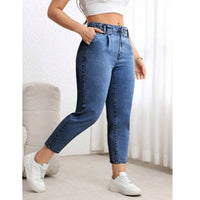 Plus Size 2026 New Elastic Casual Straight Leg Jeans plus Size Slimming Versatile Denim Pants Mid High Waist Long Pants Elega...