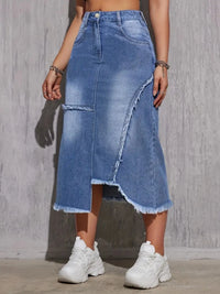 Women'S Wide-Leg A-Line Skirt, Suitable for All Body Types, Casual Style with Tassels, Stretchy Long Skirt