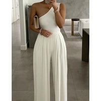 New 2025 Jumpsuits for Women Solid Color off Shoulder High Waist Pants Jumpsuits Female Fashion Casual Elegant Jumpsuit Outfits