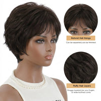 Rich Chocolate #2 Dark Brown Pixie Cut Wig 6X6 Silk Base PU Front Glueless Wear and Go Wig 100% Brazilian Remy Hair Short Wigs