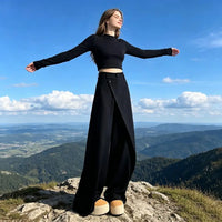 Women Loose Pants Relaxed Fit Trousers High Waist Wide Leg Pants Loose Fit Trousers Irregular Splicing Patchwork for Women