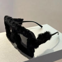 Oversized Plush Sunglasses Y2K Fluffy Square Punk Sun Glasses Trendy Novelty Decor Winter Shades for Christmas Party