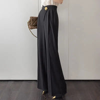 Women'S High Waist Wide Leg Dress Pants-Flowy Straight Cut Trousers Pear Shape Friendly Extra Slimming Office Pants
