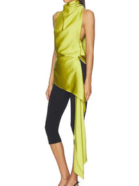 Halter Lace-Up Fashion Chic Blouse, Women Summer Sleeveless Elegant Irregular Top, 2026 Solid Patchwork Backless Ladies Shirts