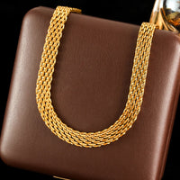 316L Stainless Steel Metal Wide Chain Necklace Bracelets Waterproof Jewelry Set Gold Color Chain Charm Jewelry Set Gift
