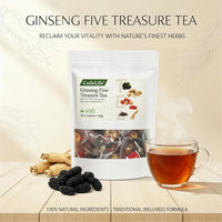 Wellness Scented Tea, Traditional Ginseng Five Treasure Formula with Red Date, Wolfberry and Mulberry