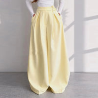 Elegant Waist-Cinching Blazer Pants Set Women'S Slim V-Neck Single-Breasted Pleated Coat Loose Wide Leg Trousers 2026 New Outfit