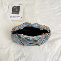 Rainbow Stripe Straw Woven Evening Clutch,Women Fresh Bohemian Versatile Purse for Party & Beach,Fashion Casual Chic Handbag