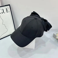 Summer Bowknot Baseball Cap - Fashion Satin Large Bow Back Detail Cap, UV Shade Visor Hat for Women