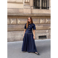 Summer 2026 Women'S Fashion Casual Denim Set Skirt with Unique Metal Button Strap Trendy and Stylish