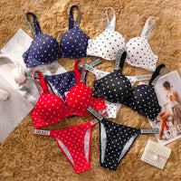 Victoria Secret New Women Polka Dot Lace Push up Bra and Panty Set Sexy Lingerie Sleepwear plus Size Comfortable Luxury