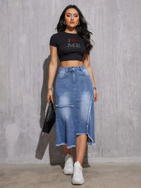 Women'S Wide-Leg A-Line Skirt, Suitable for All Body Types, Casual Style with Tassels, Stretchy Long Skirt