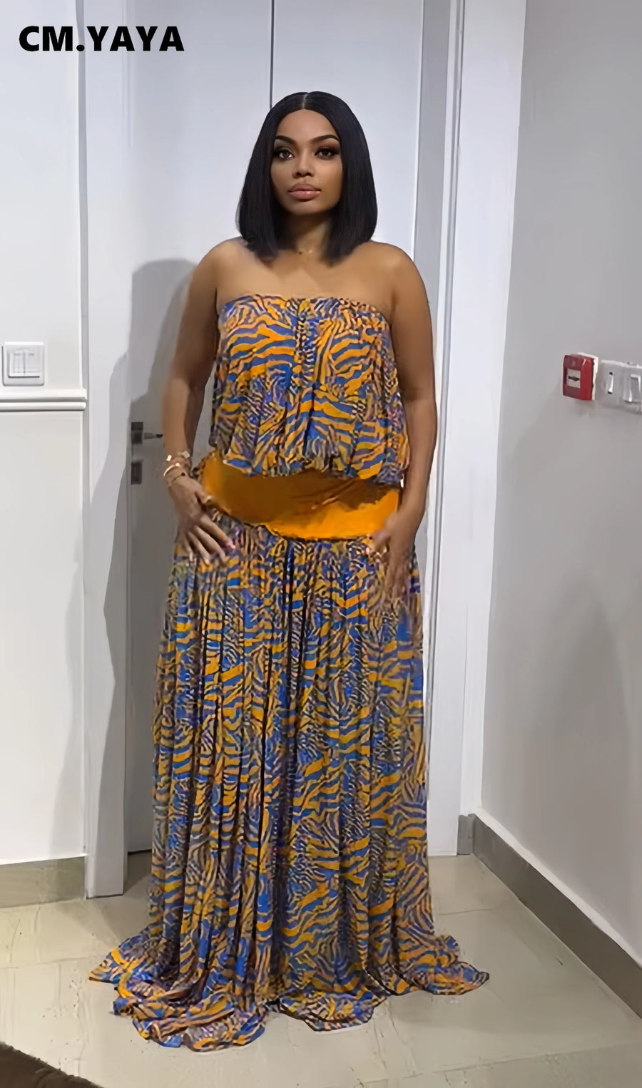 Women'S Dress Set Sleeveless Strapless Tops +Pleated Tiered Skirts Suit Elegant Holiday Birthday Two 2 Piece Set Outfits