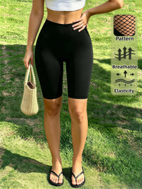 Women'S High Waist Heart Fishnet Hollow Out Shorts High Elastic Breathable Black Shorts for Daily Club