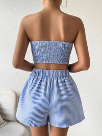Ensemble Deux Pièces Femme | Crop Top Bleu et Blanc