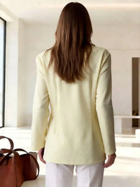 1Pc Women'S Fashionable Versatile Commuting Solid Color Casual Loose Fit Pocket & Lapel Design Blazer,Lightweight Blazer Jacket