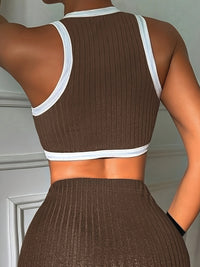 Women'S Elegant New Summer Ribbed Vest Paired with a Short Skirt Fashion Set