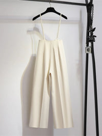 2026 Summer Long Pants, Slimming High-Waisted Draped Wide Leg Blazer Pants, Suspender Trousers Jumpsuit