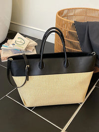 Hot Sale Boho Style Summer Straw Bag Large Capacity Woven Shoulder Bag Contrast Color Fashion Casual Women Daily Handbag