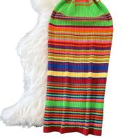 Women'S Rainbow Striped Crew Neck Sundress Short Sleeve Stretchy Knit Bodycon Maxi Dress Summer Daily Beach Vacation Party Dress