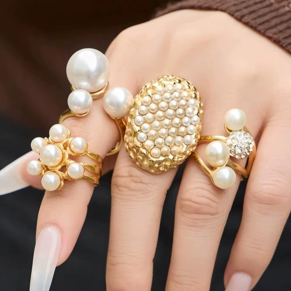 Bague Épaisse Femme | Acier Inoxydable et Perles