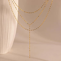 Emanco Stainless Steel Minimalist Style Water Wave Chain Multi Layer Lariat Necklace Fashion Women'S Jewelry Wholesale