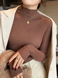 Solid Color Slim Tops Chic Autumn Winter 2026 Pullovers Women Long Sleeve Casual Turtleneck Warm Basic Sweater Knit Jumpers