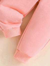 Newborn Baby Girl'S English Printed Fleece Hoodie and Sporty Casual Pants Are Suitable for Outdoor Use