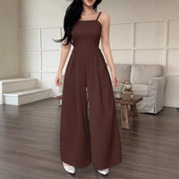 High Waist Wide Leg Jumpsuit Elegant Business Commute Style Luxury Women'S Summer One-Piece Suit Comfortable Casual Polyester...
