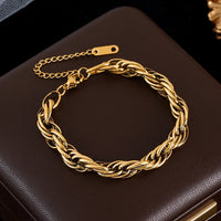 316L Stainless Steel Metal Wide Chain Necklace Bracelets Waterproof Jewelry Set Gold Color Chain Charm Jewelry Set Gift