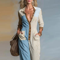 Contrasting Color Plaid Splic Denim Jumpsuit Fashion Lapel Hight Waist Loose Playsuits Women Elegant Button Long Sleeve Rompers