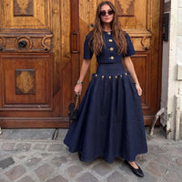 Summer 2026 Women'S Fashion Casual Denim Set Skirt with Unique Metal Button Strap Trendy and Stylish