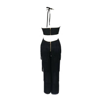 New Wowen Sexy Tassel Halter Bandag Jumpsuits Elegant Backless Sleeveless Slim Long Jumpsuit Fashion Night Party Vestidos