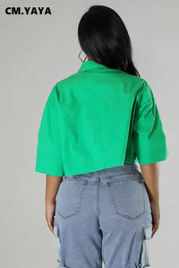 Women Half Sleeve V-Neck Blouse and Shirt Street Basic Crop Tops 2024 Fashion Casual Summer Leisure Loose Outwear