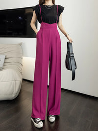 Summer Elegant Fashion Jumpsuit Women High Waist Rompers Straight Pants All-Match Style Jumpsuits Office Overalls Simple 2023