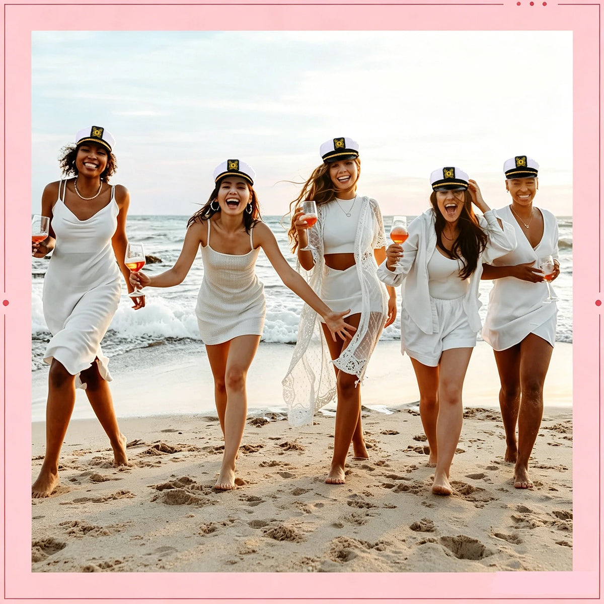 4-72PCS Captain Hats Adjustable White Sailors Hats Bachelorette Party Caps for Wedding Yacht Rock Theme Party Photo Props
