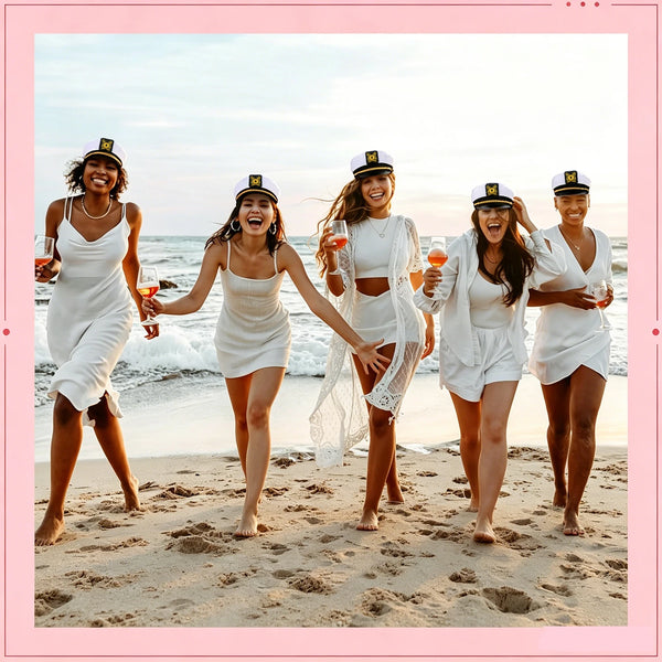 4-72PCS Captain Hats Adjustable White Sailors Hats Bachelorette Party Caps for Wedding Yacht Rock Theme Party Photo Props