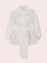 Plus Size 1XL-5XL Fashion Women‘S Solid Color Lapel Collar Blouse Ladies Casual Elegant Chic Top Long Sleeves Shirt