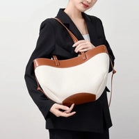 2026 High-End Knitted Patchwork Wing Bag Premium Sensory Large Capacity Tote for Women Light Luxury Niche Design Brown/Apricot