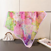 70*70Cm Square Silk Scarf for Women Fashion Ladies Satin Neck Hair Tie Bandana Female Foulard Beach Stoles Hijab Scarves Pareo