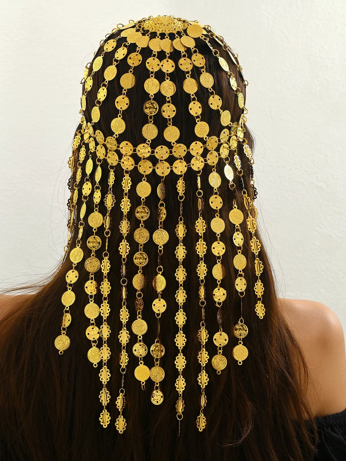 Middle Eastern Vintage Court-Style Curtain, Coin-Shaped Mask, Dance Necklace, Creative Headwear, Hairband. Middle Eastern Trendy