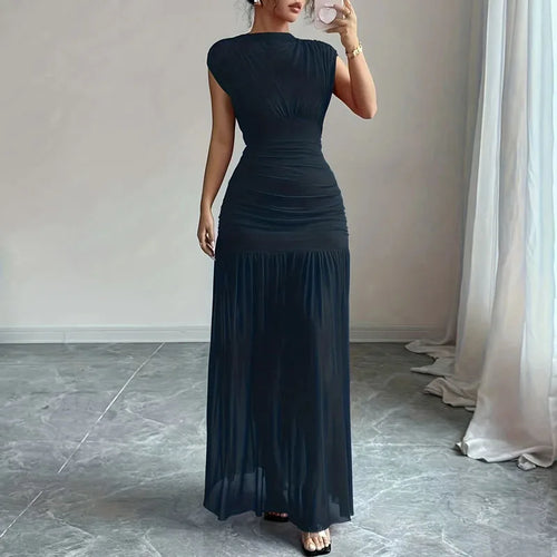 2026 Fashion Sleeveless Dresses for Women Summer Ship Leader Women Dress Slim Folds Dress Women Vestidos De Verano Mujer Q1848